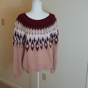 Express white and red white crew neck sweat…